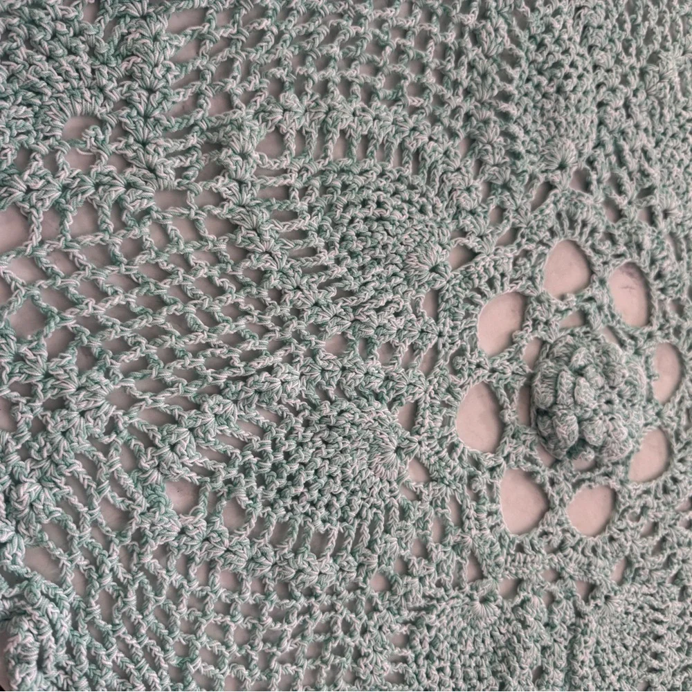 Vintage Robins Egg Blue Crochet Decorative Home Decor Textile